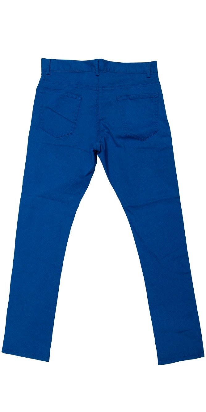 Royal Blue Solid Italian Fit Cotton Blend Formal Trousers For Men – TAD